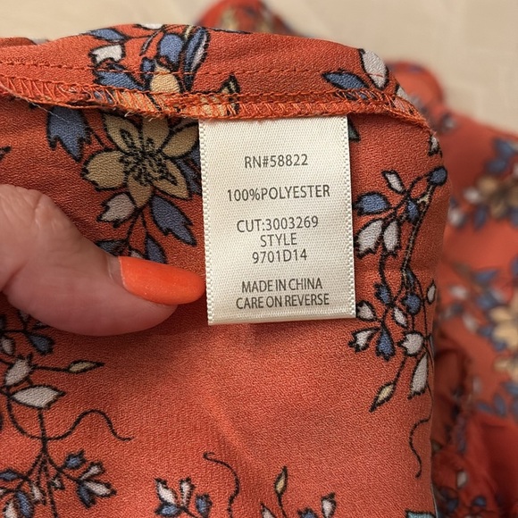 Max Studio floral high low ruffled midi skirt flowy flounce elastic waist large - Picture 12 of 12